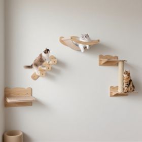 Cat Wall Furniture Set of 4 with Hammock 2-step Cat Tree and Perch