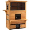 3-Tier Cat House Feral Cat House, Outdoor Kitten Condo with Raised Floor, Asphalt Roof, Escape Door, Jumping Platform, Yellow
