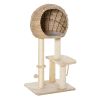 Modern Cat Tree with Sisal Scratching Post Condo and Hanging Rope 39"H, Beige
