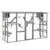 Outdoor Cat Cages Enclosures, Wooden Outdoor Cat House, Weather Protection Roof, Cat Shelter Kitten Playpen with Shelves & Bridges