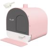 Covered Cat Litter Box with Lid, Scoop, and Filter, Compact Design, Pink