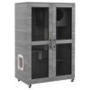 Cat House with Cat Tree, Kitty Cage with Scratching Posts Condo Cat Enclosure Lockable Wheels, Gray