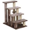 4 Levels Cat Steps with Scratching Posts for High Bed, Sofa, Brown