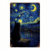CIFbuy 1pc Starry Night Cat Metal Sign 8x12 Inch, Vintage Aesthetic Wall Plaque, Sturdy 2D Flat Decor For Bedroom Kitchen Bar Restauran TikTok, TikTok