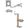 3-In-1 Cat Wall Shelves with Condo, Bed, Hammock, Scratching Post and Spring Ball, Gray