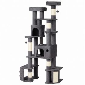 79" Extra Large Cat Tree Tower with Dual Baseboard for Large Adult Big Cats, Dark Gray
