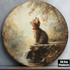 CIFbuy Vintage Tabby Cat Wall Art, "" Tabby Cat Wall Art, Wall Art, Round Kitten Plaque with Waterfall StreamTikTok, Temu Self-pickup Logireics