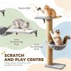 Gray 3-In-1 Cat Wall Shelves Condo Bed Hammock Scratching Post Spring Ball Combination for Cats