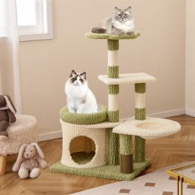 38 Inch Tall Multi-Level Aesthetic Kitten Tower with Condo and Bed