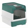 Cat Litter Box Hooded Cat Litter Tray with Drawer Pan Front Entry & Top Exit Easy Cleaning Teal