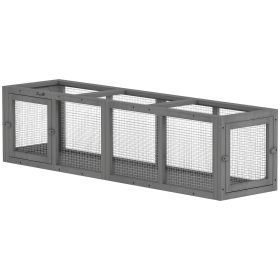 Outdoor Cat Tunnel, 59" Wooden Play Cat Enclosure, Extendable Pet Run with 3 Doors for Kitty, Puppy, Gray