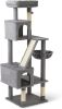 Indoor Cat Kittens Multi-Level Climbing Activity Tower with Scratching Posts, FSC Certified, 60.1" (152.7cm) H, Grey