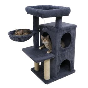 Dark Gray 33.5" Multi-Level Cat Tree with 2-Tier Condo, Sisal Scratching Posts & Anti-Toppling Device for Cats
