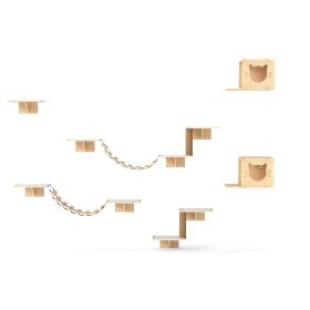 Plywood Cat Tree, 18.9"L x 11.8"W x 11.8"H, Natural Wood