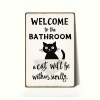CIFbuy Vintage | 2D Flat Iron Metal Sign Black Cat Bathroom Wall Decor 8x12 Inch 1Pack Welcome To The Bathroom Rustic Plaque Art For Re TikTok, TikTok