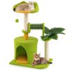 Cat Tree - 22LBS Capacity, Palm Tree Design with Self-Groomer & Scratching Posts