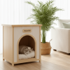 Modern Indoor Wooden Dog House with Removable Cushion – Solid Cedar Pet House for Small Dogs & Cats, Furniture-Grade Scandinavian Design