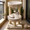 24 Inch Compact Cat Tree with 2 Plush Perches, Jute Rope Scratching Posts & Hanging Toy Ball, Stable Small Cat Tower for Indoor Cats Apartment Bedroom