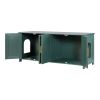Cat Litter Box Enclosure for Multi Cats, 47.2 in Hidden Litter Box Cabinet with 4 Rattan Doors & 2 Entries, Indoor Cat Washroom