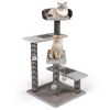 37" tall Cat Stairs with Scratching Mats - 3-Tier Perches, Spring Ball & Dangling Toys for Cats