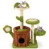 36" Jungle Theme Cat Tree - Washable Peach Skin, Sisal Scratching Post & Interactive Toys