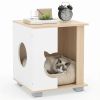 Multipurpose Wooden Cat House Nightstand, Sturdy Metal Base Anti-Slip Pet Furniture