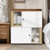Double Cat Litter Box Enclouse,Cat Litter Box Enclosure for 2 Cats, Cat Litter Cabinet, Double Litter Box Enclosure with Shelve
