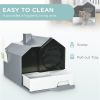 PawHut Hooded Cat Litter Box – Gray