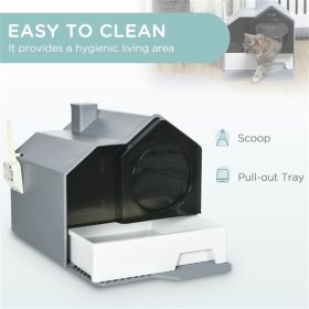 PawHut Hooded Cat Litter Box – Gray