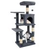 44" Multi-Level Cat Tree with Spacious Top Perch, 2-Door Condo & Hammock for Indoor Cats -Gray