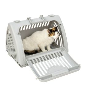 Foldable Plastic Travel Cat Carrier, Gray, One Size