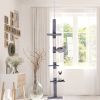 8.5' Adjustable Height Floor-to-Ceiling Vertical Cat Tree, 5 Level Cat Climbing Tower, Gray