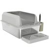 Stainless Steel Litter Box with Metal Scoop & Scoop Holder, High Sided, Anti-Urine Leakage, Non-Sticky
