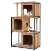 Modern Cat Tree Cat House with Metal Frame and Scratching Posts