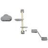 3PCs Cat Shelves with Hammock, Scratching Posts, Platforms, Grey