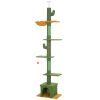 Floor to Ceiling Cat TreeTower with 90.5"-108" Adjustable Height, Scratching Posts, Hammock, Comdo, Toy Ball, Green