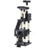 68-inch Multi-Level Cat Scratching Tree Kitty Activity Center Post Tower Condo Pet Furniture w/ Toy Charcoal Grey