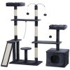 53" Cat Tree, Cat Tower with Scratching Posts, Cat Condo, Beds, Platforms, Toy Balls for Indoor Cats, Dark Grey
