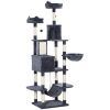 81" Large Cat Tree w/ Scratching Posts, Condos, Beds, Hammocks, Jumping Platforms, Toy Balls, Rope Cat Toy, Dark Grey