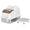 Extra Large Stainless Steel Cat Litter Box w/ High Sided, Removable Lid, Mats, Scoop, Odor Free, Non-Sticky, Leakproof