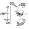 4Pcs Cat Wall Shelf with Scratching Post, Cat Wall Shelves for Relaxing, Climbing, Cat Wall With Soft Ladder, Hammock, Play Balls, Grey