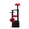 53" Medium Cat Tree, Gothic Cat Tower with Padded Perch, Spacious Condo, Comfy Hammock, Scratching Post, Hanging Toy for Indoor Cats, Red & Black