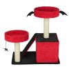 26" Gothic Cat Tree, Cat Tower with Spacious Cat Condo, 2 Padded Perches, Spider Toy, Scratching Posts, Scratching Ladder for Large Cats, Red & Black