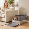 Stainless Steel Sifting Litter Box for Pine Pellets, Large Metal Litter Box with Sifter Tray, Metal Scoop, 10 Pee Pads