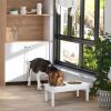 Elevated Pet Bowl 23 Durable Wooden Feeding Station Heavy Duty, White, for Dogs, Cats