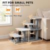 Pet Stairs, Cat Stairs with 2/3/4-Step Flexible Setup for Bed, Sofa, Gray
