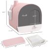 Covered Cat Litter Box with Lid, Scoop, and Filter, Compact Design, Pink