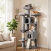 72" Cat Tree, Large Cat Tower with 2 Condos, 3 Padded Beds, Hammock, 3 Scratching Posts and Ladder