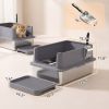 2 Pack XL Stainless Steel Litter Box, Metal Cat Litter Box High Sided with Tracking Step & Stainless Steel Scoops