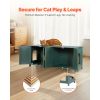 Cat Litter Box Enclosure for Multi Cats, 47.2 in Hidden Litter Box Cabinet with 4 Rattan Doors & 2 Entries, Indoor Cat Washroom